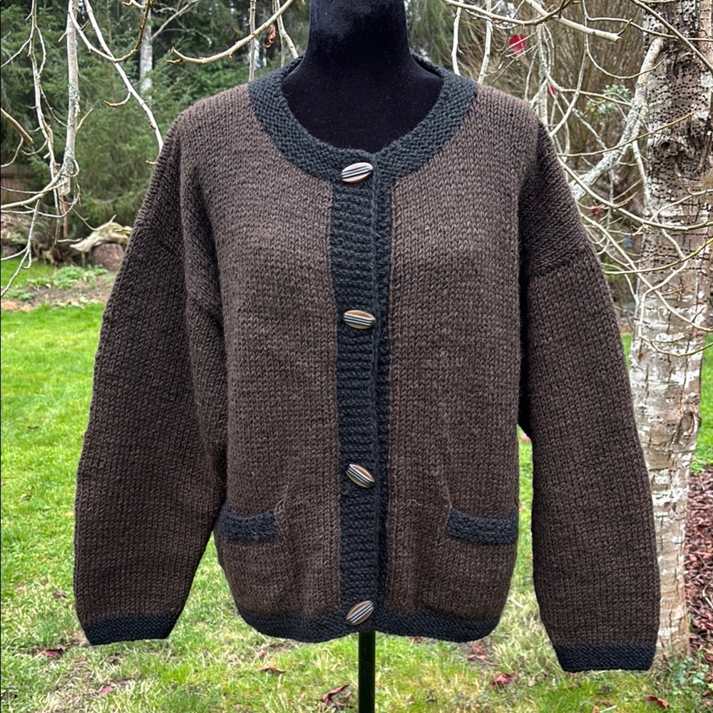 Michelle Marie Wool Chunky Knit Cardigan Sweater